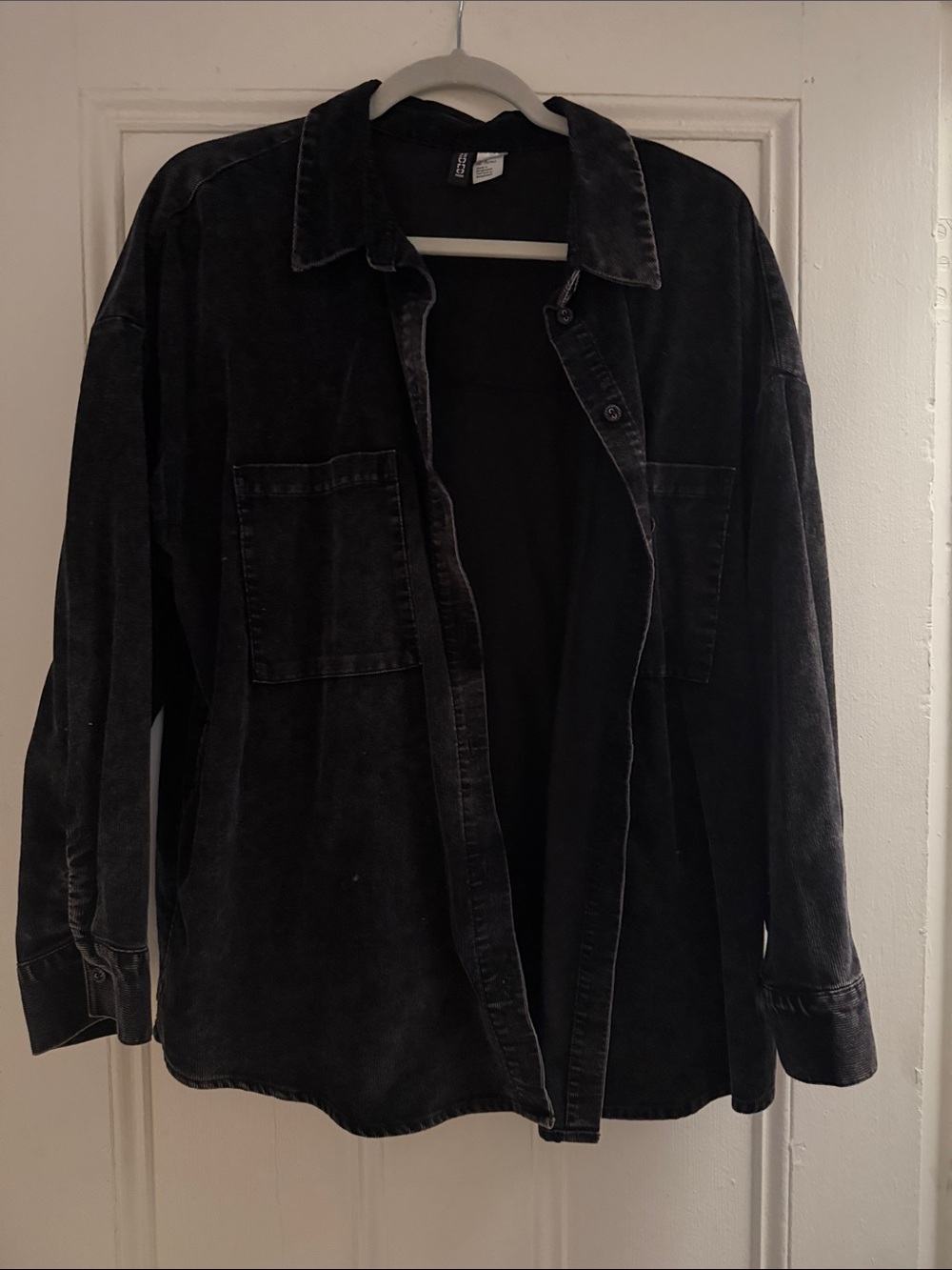 H&M Black Washed Oversized Shirt Jacket